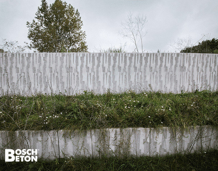 Bosch Beton - Niveauverschil en afscheiding met structuurwanden en beplanting